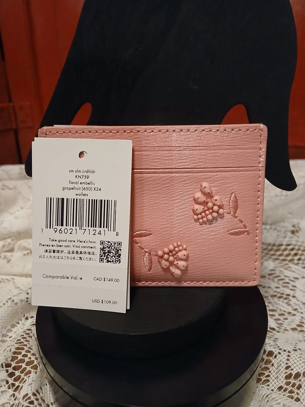 Kate Spade NWT Pink Embossed Floral Women’s Wallet